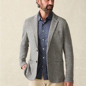 Faherty Inlet Sport Jacket Size XL Heather Gray 2 Button Knit Blazer EUC